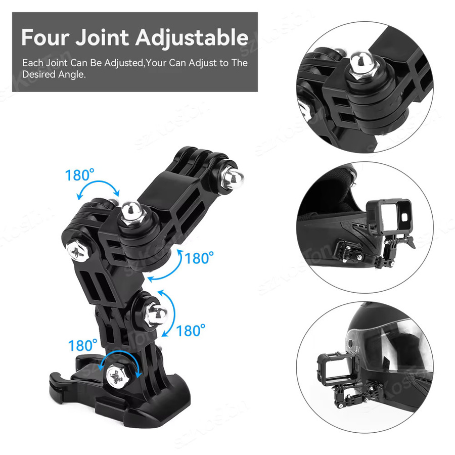 Motorrad Helm Kit Kinn Halterung für GoPro Hero 13 12 11 10 9, Insta360 und DJI Action 5, Farbe: Schwarz - Bild 4