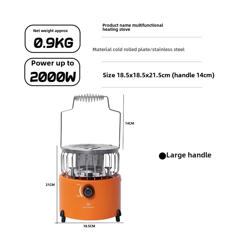 MOUNTAINHIKER Tragbarer 2000W Gasheizer für Outdoor, Camping und Eisfischen in Orange - Bild 4