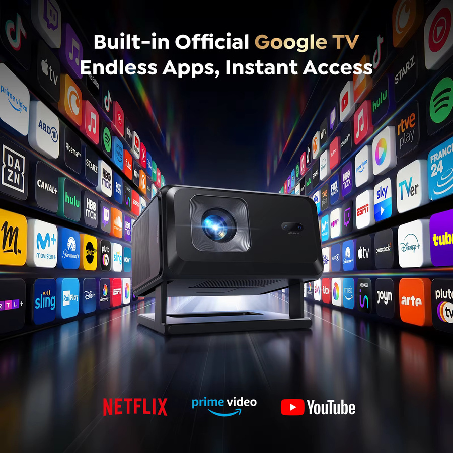 TOPTRO Tragbarer Projektor mit Google TV, 4K und Full HD 1080P Unterstützung sowie Autofokus und Keystone für dein Heimkino - Bild 3