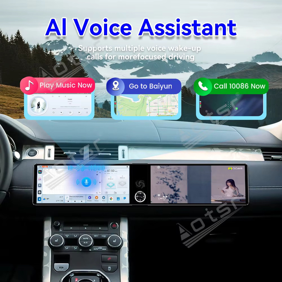 Aotsr Dual 12,3 Zoll Carplay Android 13.0 Autoradio mit GPS und Touchscreen für Range Rover Evoque L538 2012-2018 in Schwarz - Bild 3