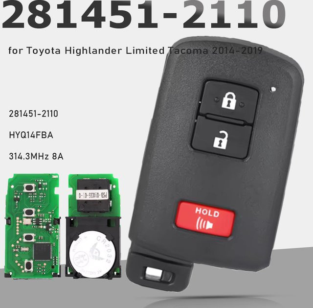 KEYECU Smart Key Remote Key Fob 281451-2110 AG 314,3 MHz für Toyota Land Cruiser Tacoma Highlander, Schwarz - Bild 1
