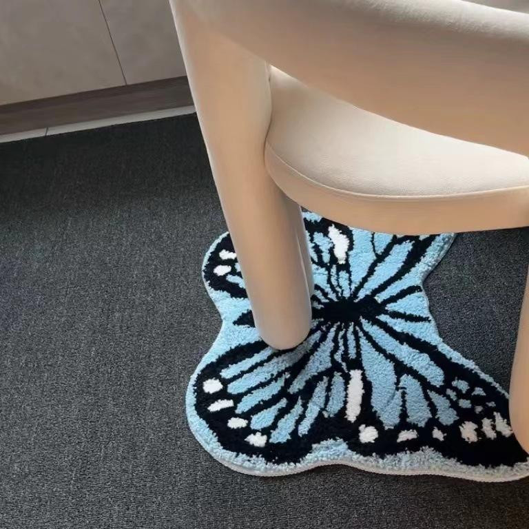 Schmetterling Teppich von Yiran Furniture in Blau, verdickte Fußmatte im Ins-Stil für Kinderzimmer und Wohnzimmer, Breite: 40 cm, Tiefe: 50 cm - Bild 5