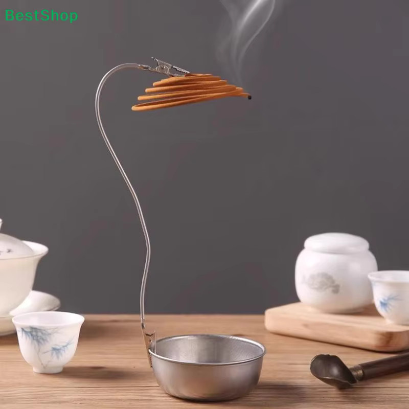HNKMP Verstellbarer Räucherstäbchenhalter aus Metall in Silber für Spulen-Räucherstäbchen und Aromatherapie - Bild 3