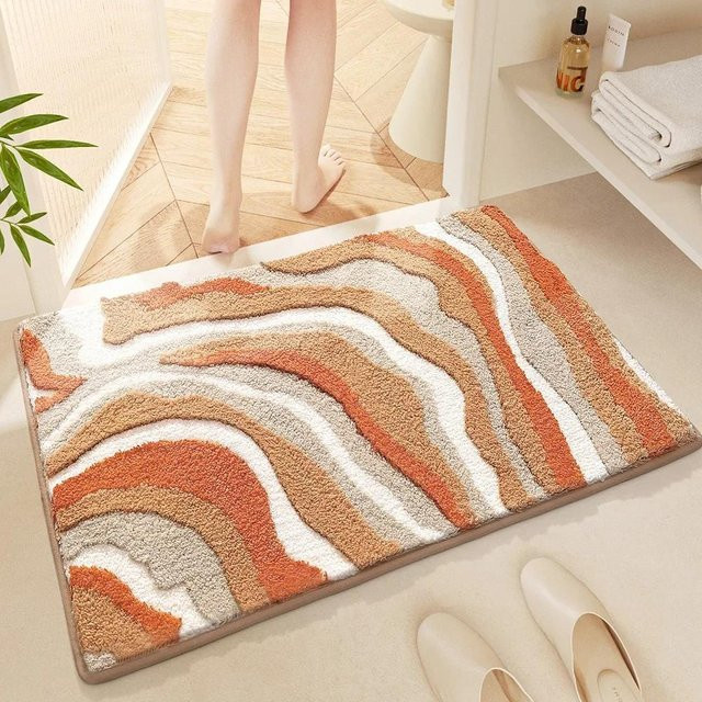 Lodestar Badematte aus Mikrofaser in Orange, rechteckig, B/T: 60 x 40 cm - Bild 1