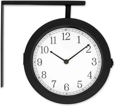 Wall-Art Bahnhofsuhr im industriellen Design, analoge Wanduhr mit Silent-Funktion, Schwarz-Weiß, B: 28 cm, H: 25,3 cm