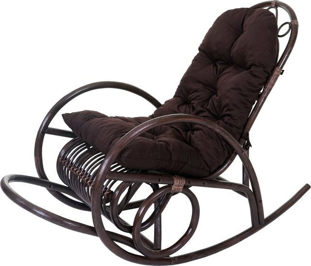 MCW Schaukelstuhl C40 Rattan mit Auflage in Braun im Retro-Look - Bild 1