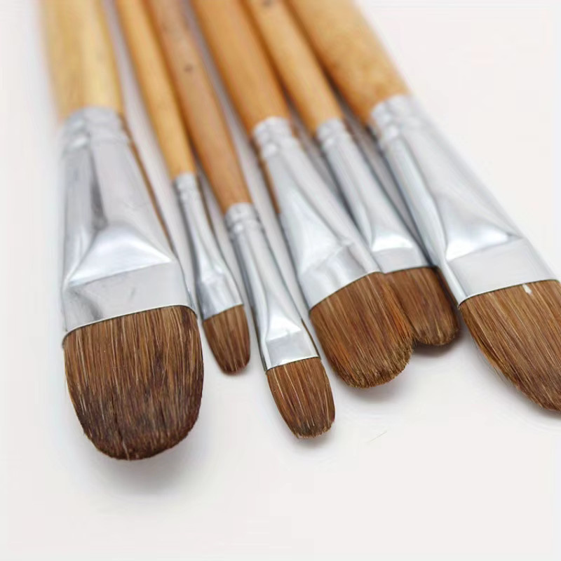 Jowoart 6er Set Aquarellpinsel mit Wieselhaar und langer Stange für Gouache und Malerei in Braun - Bild 3