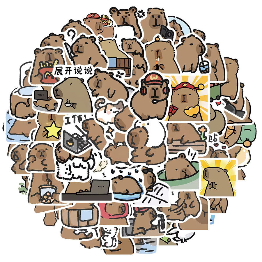 Rspctou Capybara Meme Aufkleber Set, Kawaii Tier-Dekorationsaufkleber in Mehrfarbig für DIY Dekoration, Koffer, Auto oder Gitarre - Bild 2