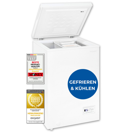 Exquisit Gefriertruhe GT101-E-040E in Weiss mit 98 Litern Volumen und Schnellgefrierfunktion, B/T/H: 84,5 x 55,5 x 54,5 cm