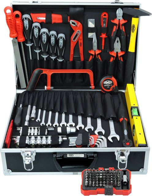 FAMEX Werkzeugkoffer 745-47 mit 164-teiligem Werkzeugset aus Edelstahl in Rot - Bild 1