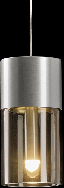 Holtkötter Aura P3 LED-Pendelleuchte aus Aluminium und Glas in Silber mit Amber-Glas, dimmbar mit dim2warm (1800K - 2900K) - Bild 1