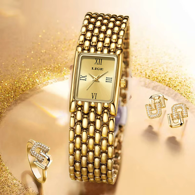 LIGE Armbanduhr Quarz, Edelstahl, Gold, Damen - Bild 2