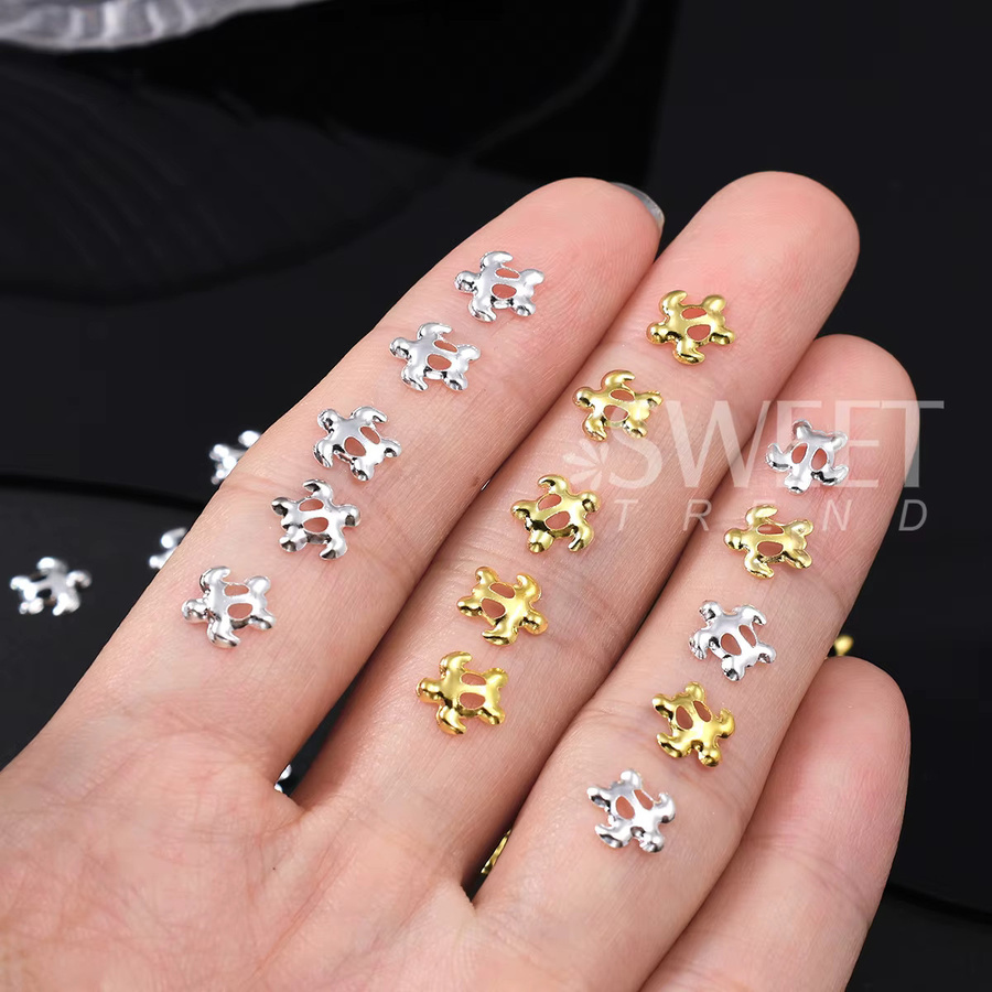 SWEET TREND Nageldeko Mini-Schildkröten Metallisch Gold Silber, Unisex - Bild 3