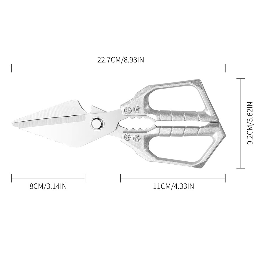 Professionelle SHENJIU Küchenschere aus Edelstahl in Silber für Fleisch, Geflügel und Camping - Bild 2