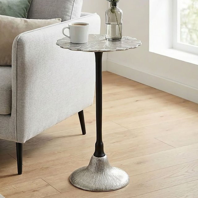 Moderner Beistelltisch aus Aluminium von Finebuy in Silber, B/T/H: 29,0 x 29,0 x 54,0 cm - Bild 1