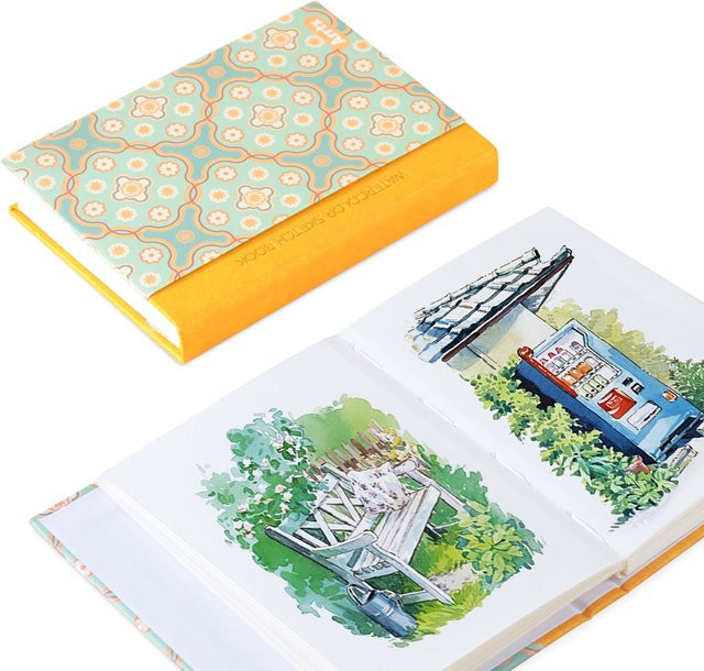 Arrtx Aquarell-Skizzenbuch mit Hardcover, 20 Blatt, 300 g/m², Heißpress, säurefrei, B/H: 9,0 x 13,6 cm, Multicolour - Bild 1