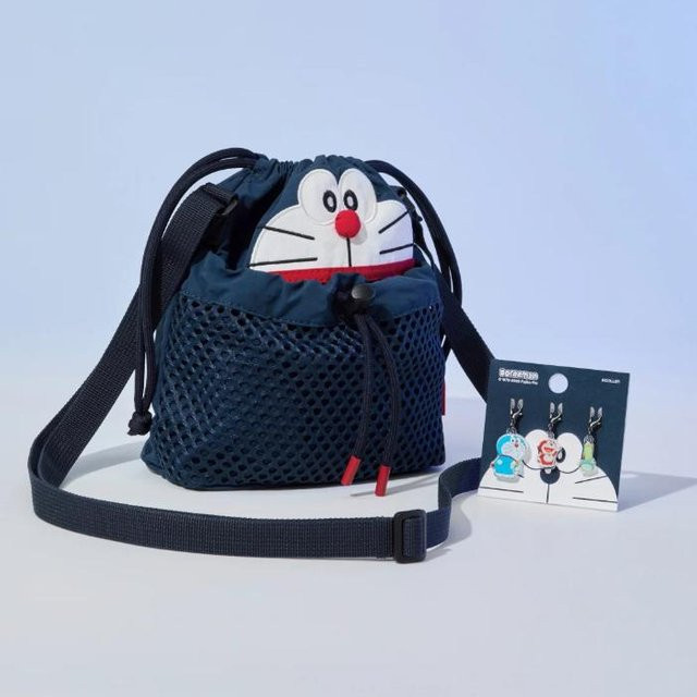 LINE FRIENDS DORAEMON Edition Kordelzugbeutel & Schlüsselanhänger Set, Black, Unisex - Bild 1