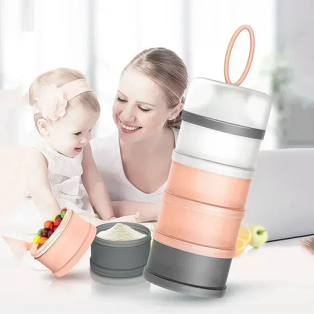 DHDH Tragbarer Milchpulver-Spender mit 4 Fächern zur Aufbewahrung von Babynahrung in Blau und Multicolour - Bild 1