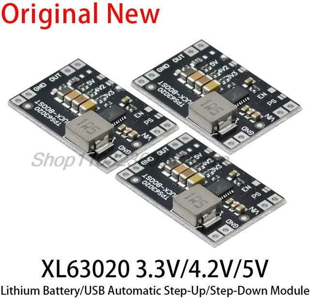 XL63020 TPS63020 Boost Buck Step Up Down Modul für Lithium-Batterien 3,3 V 4,2 V 5 V in Schwarz - Bild 1