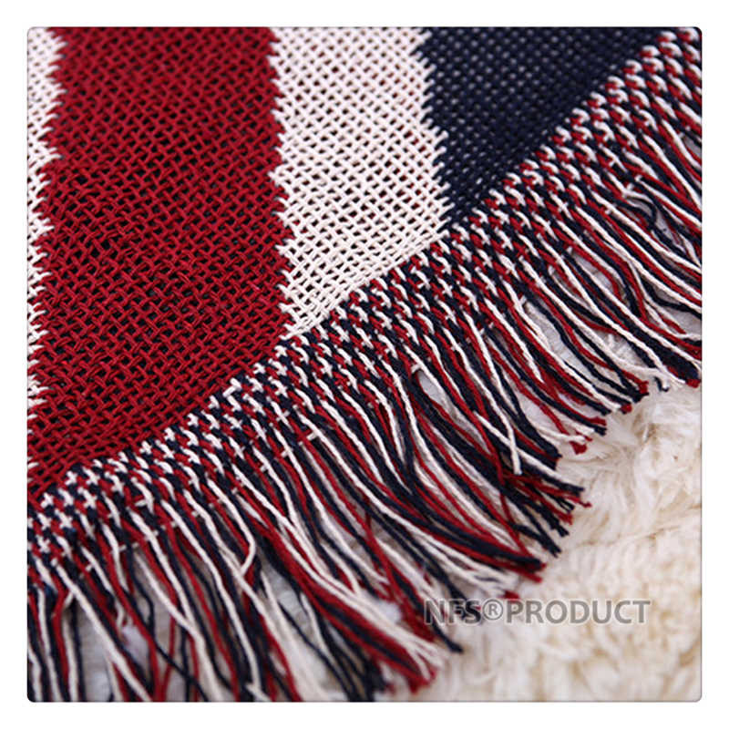 Luxus Sofadecke von JMG Household Supplies mit UK und USA Flaggen Design, gestrickter Überwurf aus Baumwolle und Polyester mit Quasten, Multicolour, B: 130 cm, T: 180 cm - Bild 7