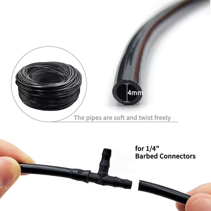 Messing Bewässerungssystem mit 1/4'' Zerstäuber Düsen und 4/7mm Schlauch für Garten und Gewächshaus in Schwarz - Bild 4