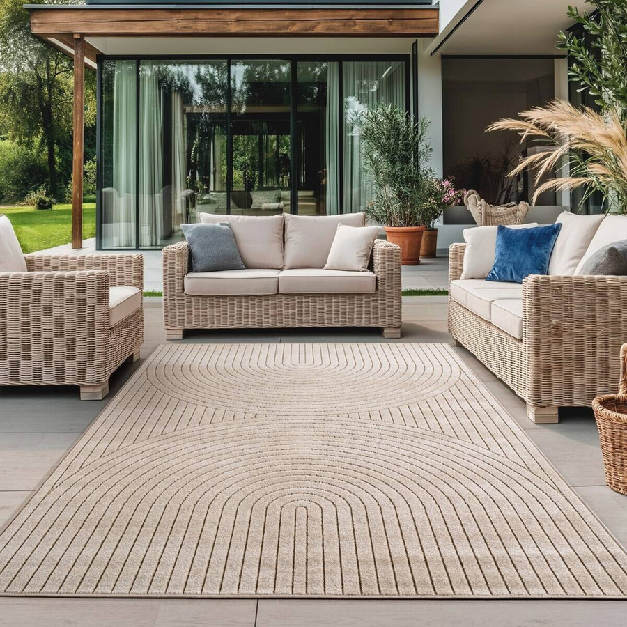 Ayyildiz In- und Outdoor-Teppich Nova in Beige mit Hoch-Tief-Effekt, B/L: 160 x 230 cm - Bild 2