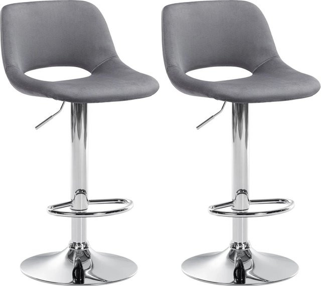 DELUKE Barhocker JAKSON 2er Set Dunkelgrau Samt mit Lehne und Chrom-Gestell - Bild 1