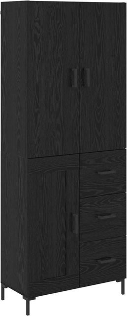 vidaXL Highboard in Schwarz und Eichen-Optik mit Schranktüren und Regalfächern, B/T/H: 69,5 x 34 x 180 cm - Bild 1