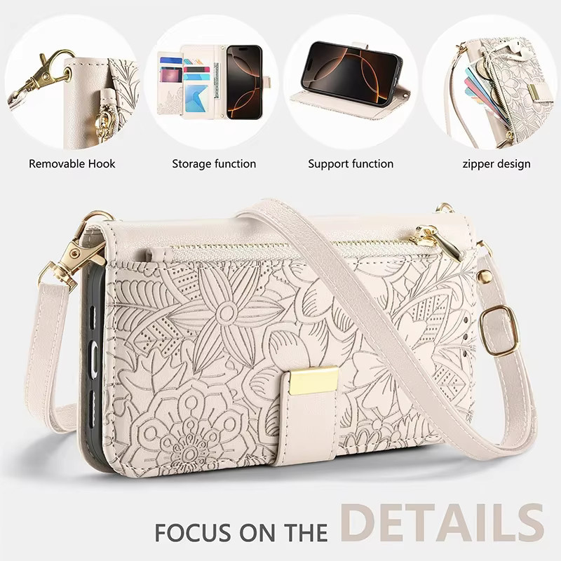 VYOPBC Crossbody-Hülle für Samsung Galaxy S26 S25 S24 S23 FE S22 Plus Ultra, Flip-Wallet mit Kartenhalter in Braun - Bild 2