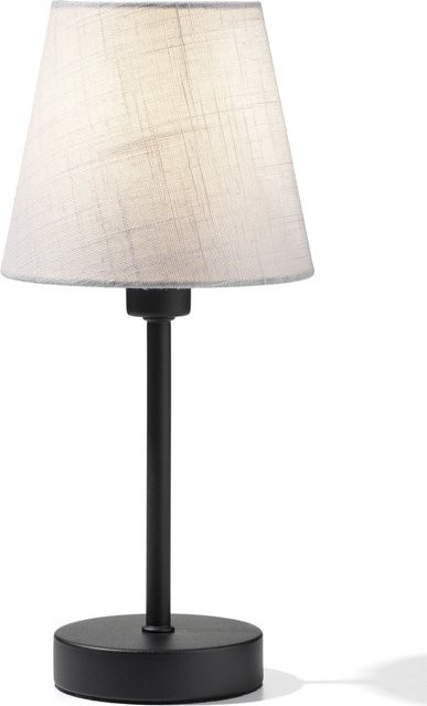 Tischleuchte FIBO von casa NOVA in Weiß aus Metall und Stoff mit E27 Fassung, Höhe: 32,0 cm, Breite: 15,0 cm, Tiefe: 15,0 cm - Bild 1