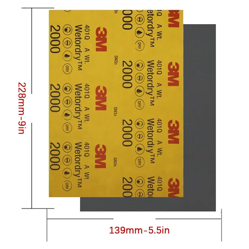 3M Schleifpapier für Nass- und Trockenbearbeitung mit 1500-2000 Mesh für Holz und Schmuck, Gelb - Bild 2