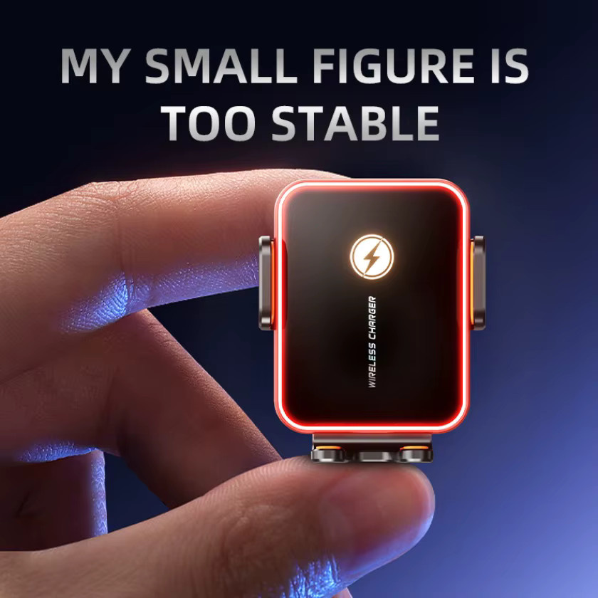 VIKEFON Mini Auto Wireless Ladegerät und Telefonhalterung mit 360 Grad Rotation und Open Clamping in Schwarz - Bild 2