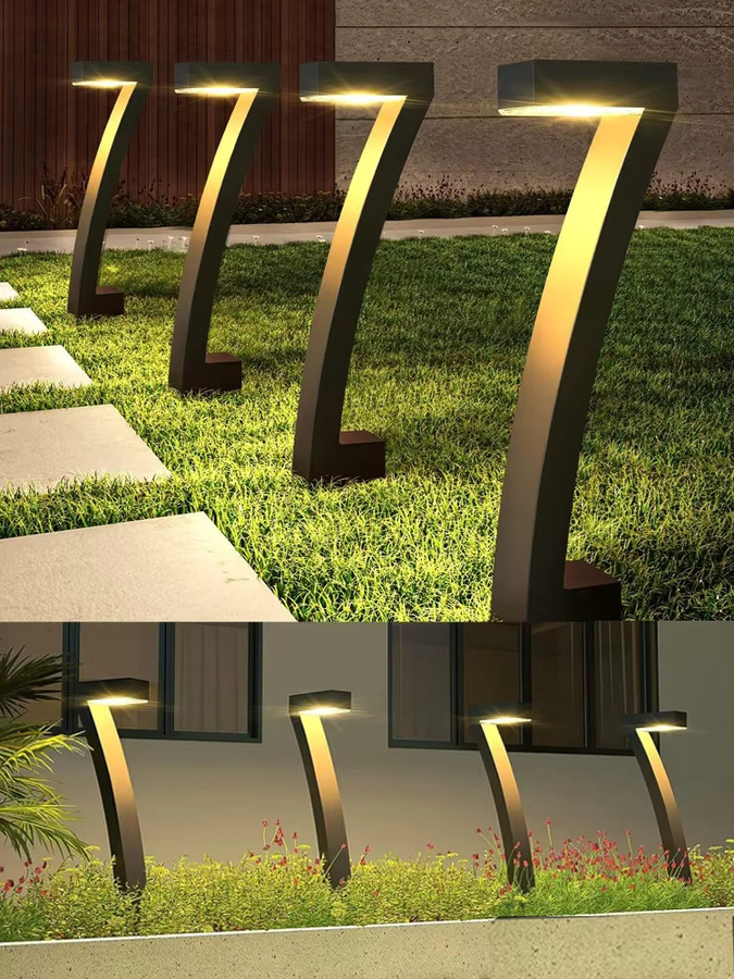 LINYILIGHT Solarbetriebene LED Außenbeleuchtung in Schwarz mit warmweißem Licht für Garten, Terrasse und Gehweg - Bild 7
