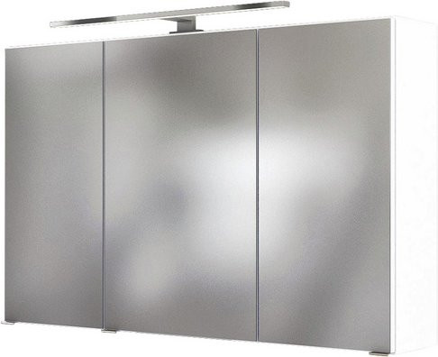 HELD MÖBEL Spiegelschrank Florida, 3-türig mit LED-Beleuchtung und Shaver-Steckdose, Weiß, Breite: 100 cm, Höhe: 66 cm - Bild 1