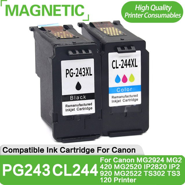 Kompatible Tintenpatrone PG243 CL244 Schwarz für Canon Pixma Drucker IP2820 TS3120 TS3122 TR4520 TR4522 MG2522 2400 3022 2922 2920 2520 - Bild 1