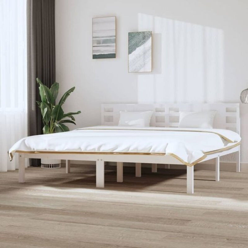 Massivholzbett aus Kiefernholz von Vidaxl in Weiß, B/T: 200 x 200 cm - Bild 1