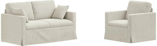 vidaXL Sofa Set 2-teilig Creme Samt mit Metallrahmen B/T/H: 138 x 78 x 80 cm und 78 x 78 x 80 cm - Bild 1