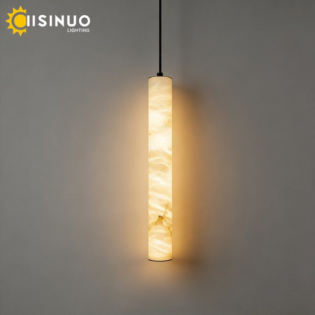 IISINUO LED Pendelleuchte aus Marmor und Metall in Weiß für das Schlafzimmer - Bild 1