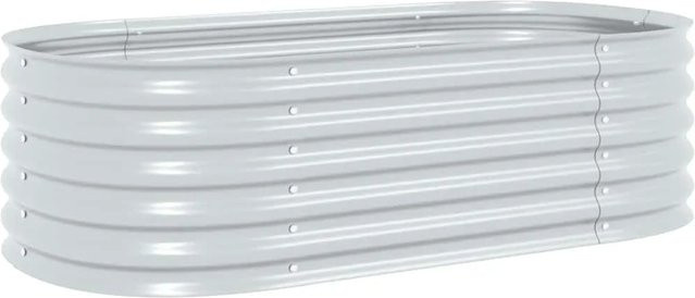DELUKE Rundes Hochbeet BLUMO aus verzinktem Stahl in Silber, B/T/H: 160 x 80 x 44 cm - Bild 1