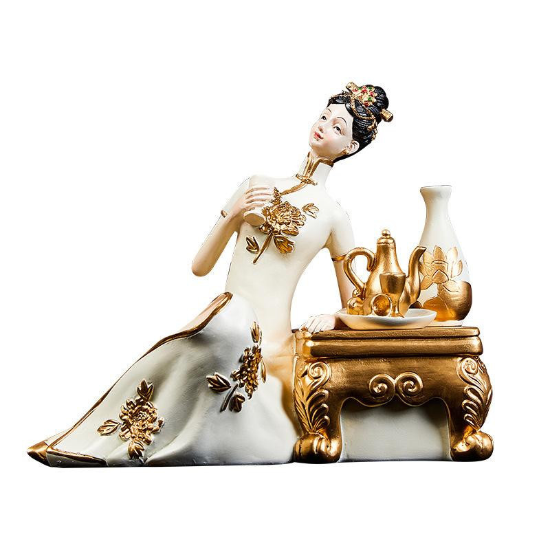 Yiran Furniture Kunstdekoration im Neuen Chinesischen Stil für Wohnzimmer und Eingangsbereich, Grün, Höhe: 18,0 cm, Breite: 13,0 cm, Tiefe: 13,0 cm - Bild 2