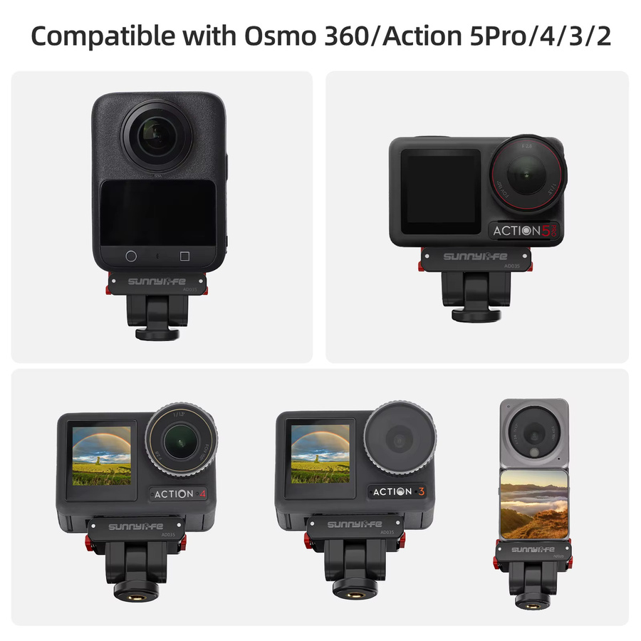 Magnetischer Adapter für DJI OSMO Action 5 Pro, 4, 3, 360 und Nano Schnellwechselhalterung mit 1/4 Zoll Schraubenerweiterung in Schwarz - Bild 3
