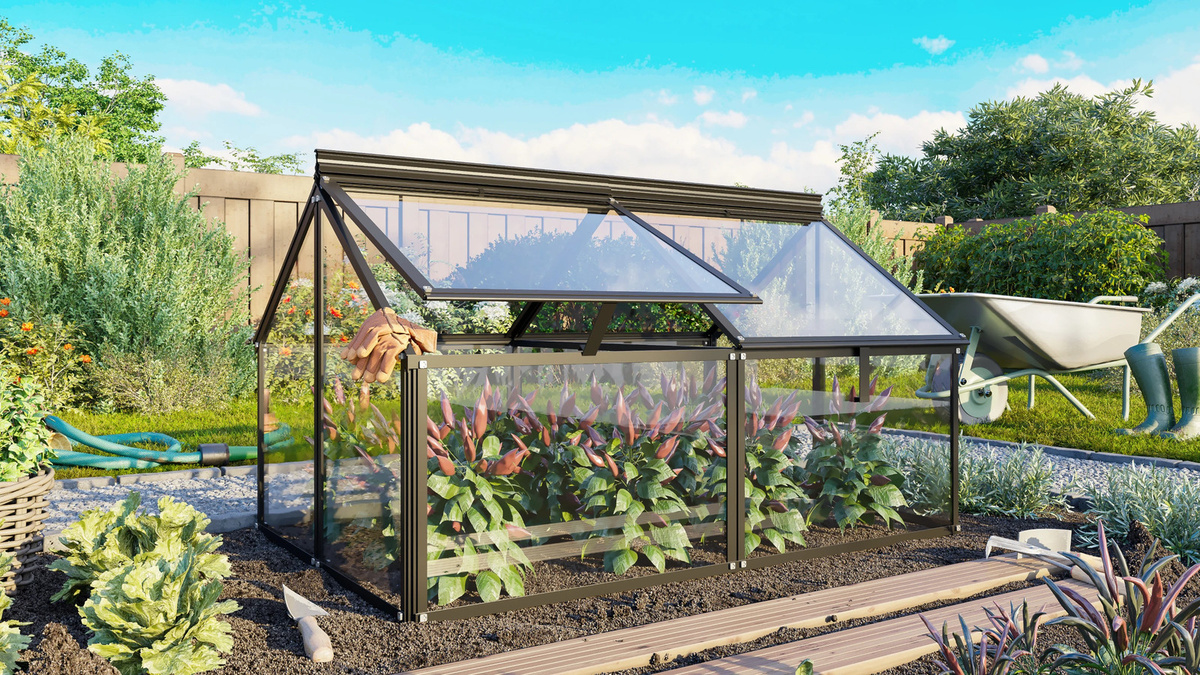 Vitavia Frühbeet Gaia Jumbo aus Aluminium und Einscheiben-Sicherheitsglas (ESG), schwarz, B/T/H: 83,1 x 71,9 x 119,3 cm - Bild 5