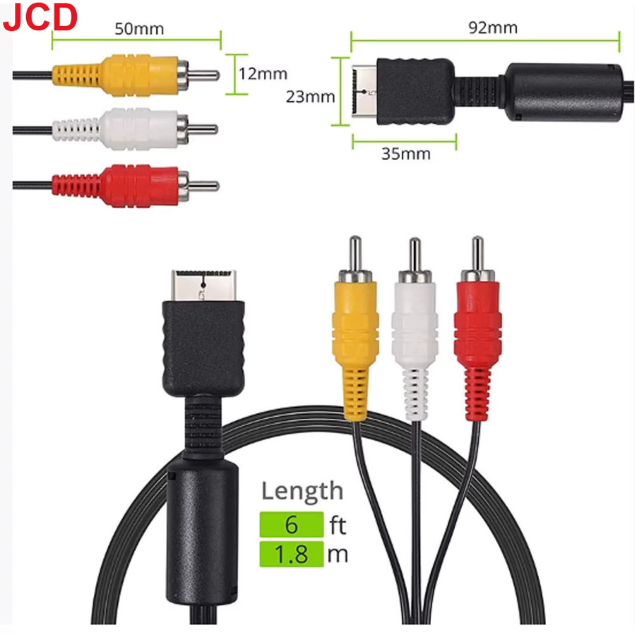 JCD RCA AV Kabel Splitter für PS1 PS2 PS3, 1,8 m Audio Video Verlängerungskabel in Multicolour - Bild 2