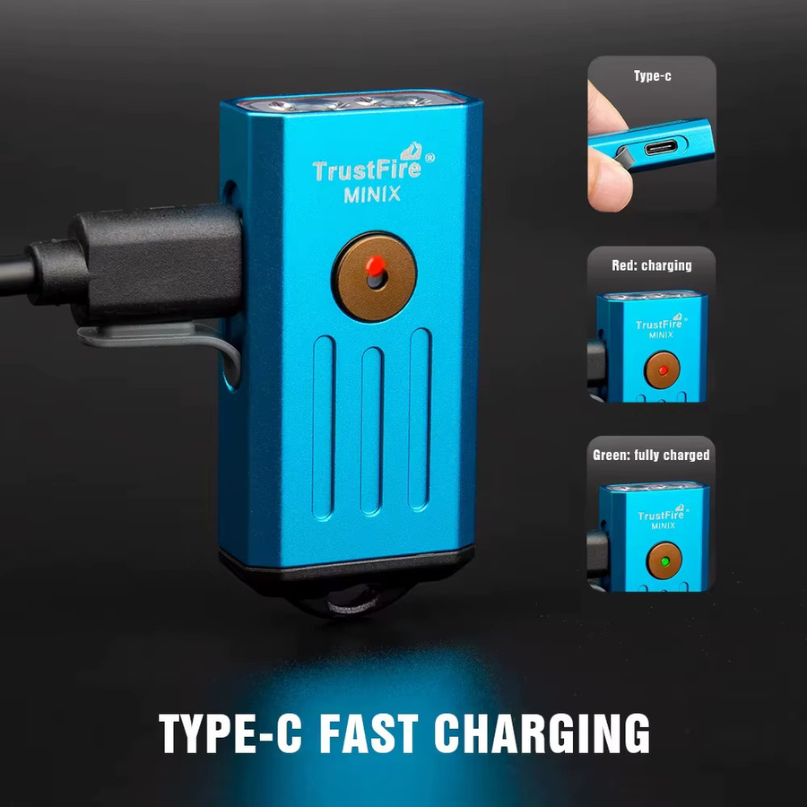 Trustfire MINIX Taschenlampe Schlüsselanhänger mit 320 Lumen, UV-Lampe, Rotlicht und USB-Ladefunktion - Bild 1