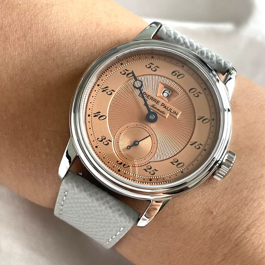 Merkur Herrenuhr, Automatik, Edelstahl, Lachs, Saphirglas, 38 mm - Bild 1