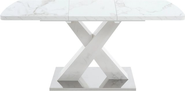 okwish Esstisch rechteckig ausziehbar mit X-förmigen Tischbeinen in Weiß, B/T/H: 160 x 80 x 76,5 cm - Bild 1
