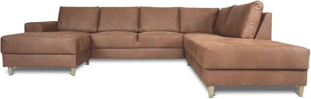ebuy24 Nordic U-Shape Ecksofa rechts gewendet in Cognacfarben aus Leder - Bild 1