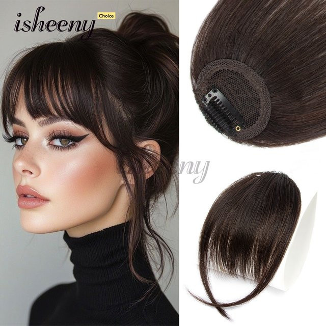 isheeny Clip-in-Haarteil mit Pony, Echthaar, glatt, Damen - Bild 1