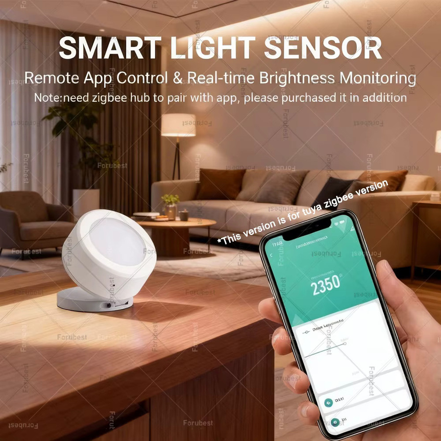 Forubest ZigBee Lichtsensor zur Smart Home Automation als Helligkeits- und Beleuchtungsdetektor für Tuya und Home Assistant, Farbe: Weiß - Bild 3