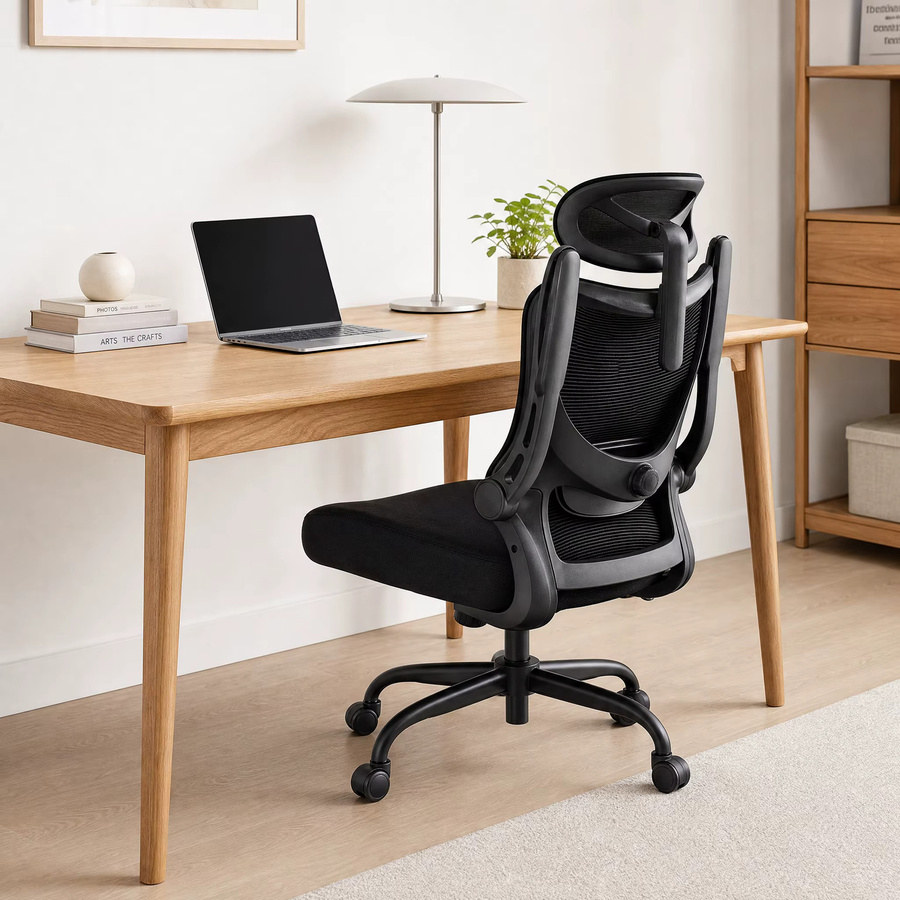 Ergonomischer Bürostuhl Marsail in Schwarz mit 2D-Kopfstütze, 3D-Armlehnen und verstellbarer Lendenwirbelstütze für Home-Office und Computerarbeit bis 150 kg - Bild 5